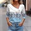 Damen Mode Floral Print Langarm Hemd Bluse Top Weiß Herbst Winter Kleidung 2026