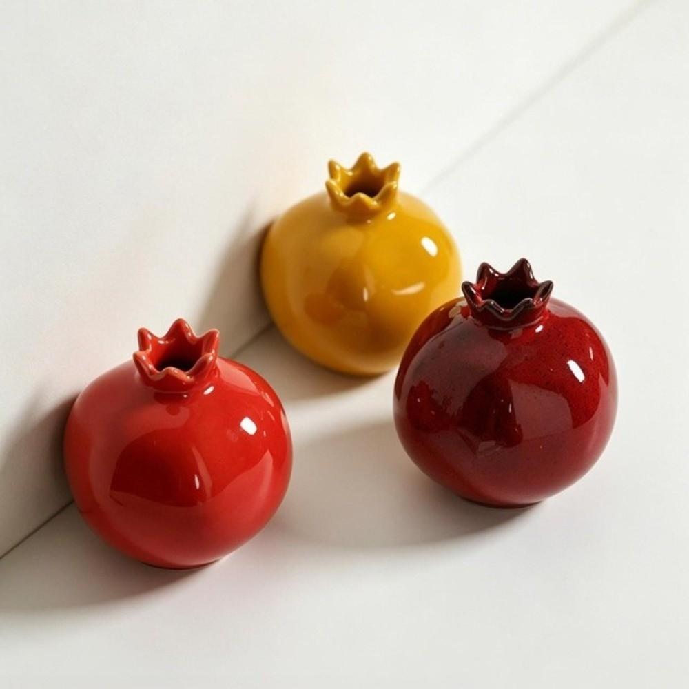 Handmade Simulated Pomegranate Vase Fruit Shaped Bud Vase Ornament Gift Desk Vase  Desktop Decor
