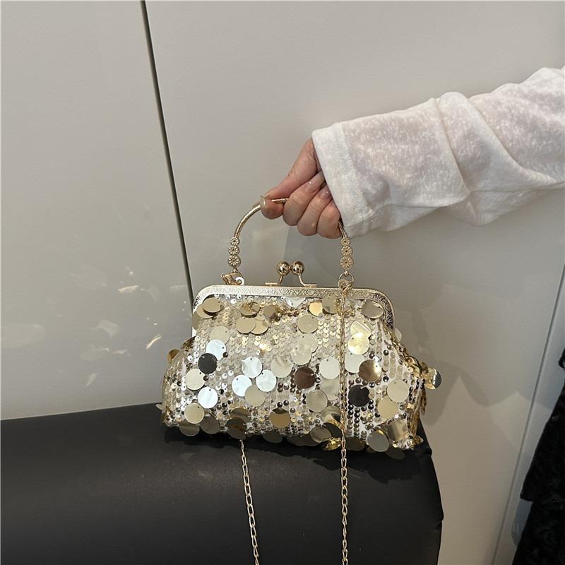 Sequined Handbag Bag Women's Spring Summer New Fashion Shiny Chain Dinner Shoulder Messenger Bag Banquet Bag