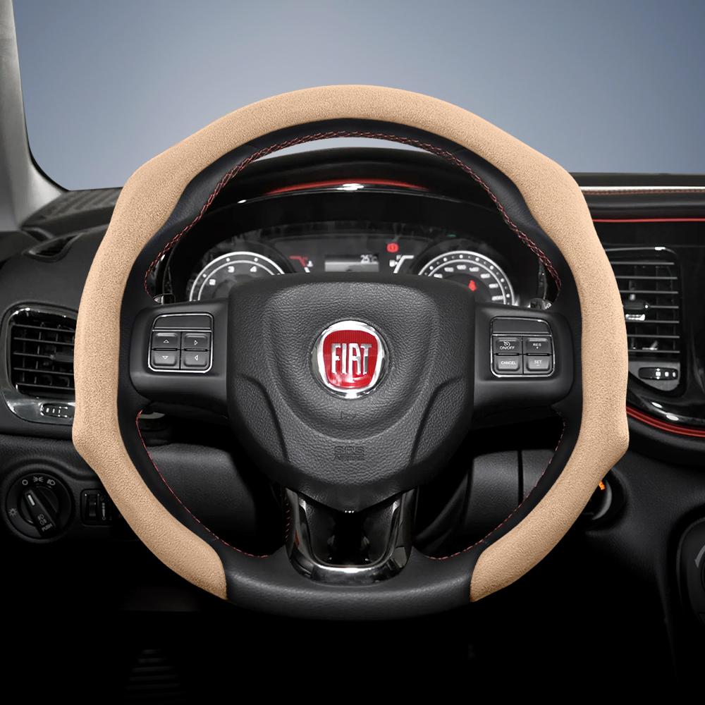 

Suitable for Fiat Premium Suede Snap-On Steering Wheel Cover, Non-Slip and Durable