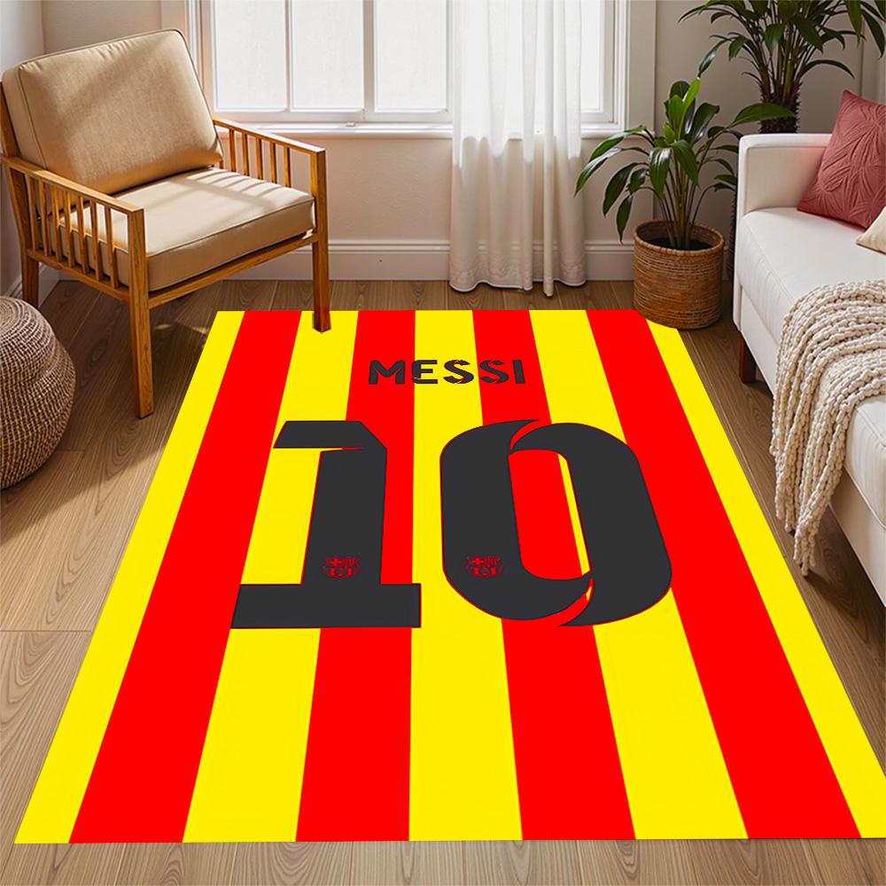 Messi palikimas futbolo tematikos neslystančiuose kilimėliuose - Poliesterio namų dekoras, tinkamas miegamiesiems, svetainėms, prieškambariams, studijoms ir dekoracijoms