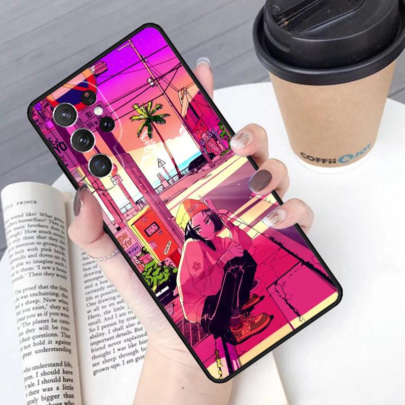 Japanese Style Anime phone case Cover For Samsung Galaxy S24 S25 Ultra S21 S22 Ultra S10E Note 10 Plus Note 20 FE S23