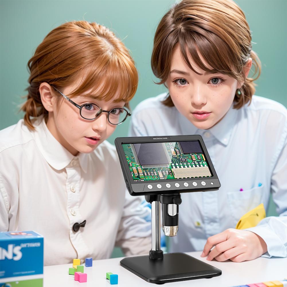 7 Inch IPS Screen Electronic Microscope 5MP HD Lens Soldering Microscope 1200X Magnification Handheld Portable Digital Magnifier