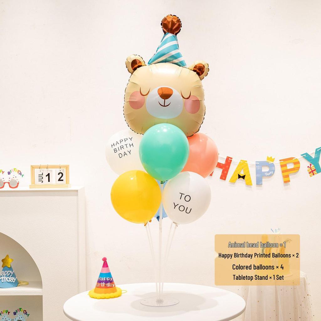 Cartoon Animal Birthday Table Decorations: June 1st Children's Day Balloons & Dessert Ornaments
