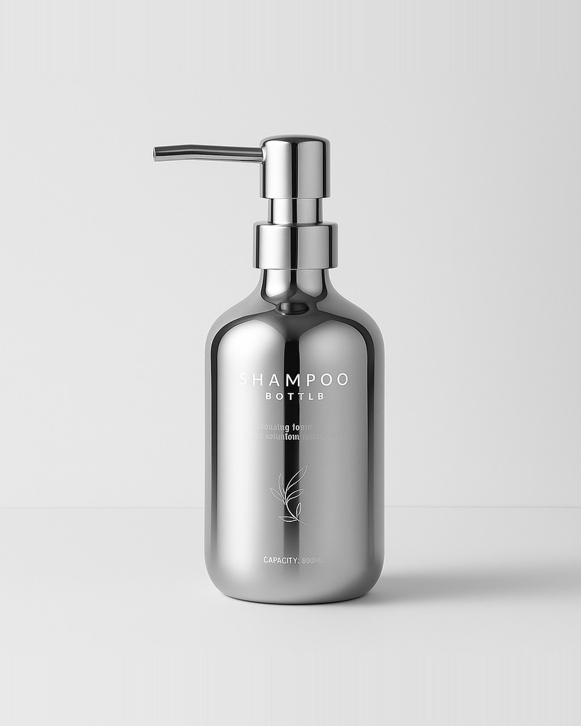 500Ml Shampoo Bottle Electroplating Pp Press Type Lotion Empty Bottle Bathroom Shower Gel Large-Capacity Soap Dispenser