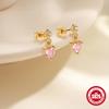 CANNER Pink Heart Shape Zircon Eight Pointed Star 925 Silver Stud Earring For Women Ins Tassel Flower Earring Gift