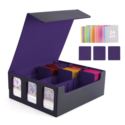 Deck Case, Trading Card Case, Card Storage Box, Holds 2300+ Trading Cards, Features Window, Dividers, and Card Stoppers, Compatible with Yu-Gi-Oh!, Po