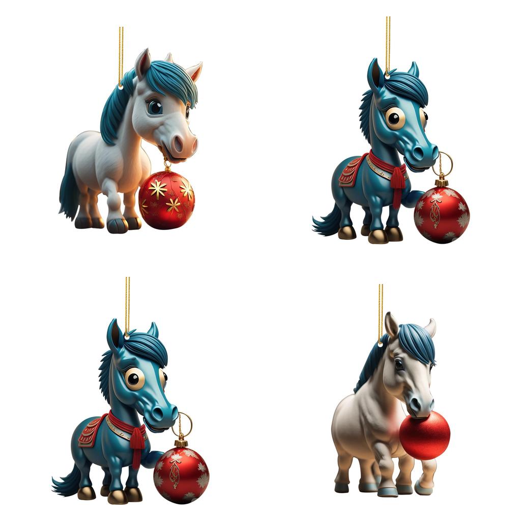 Whimsical Cartoon Style Horse Ornament For Holiday Home And Car Decor