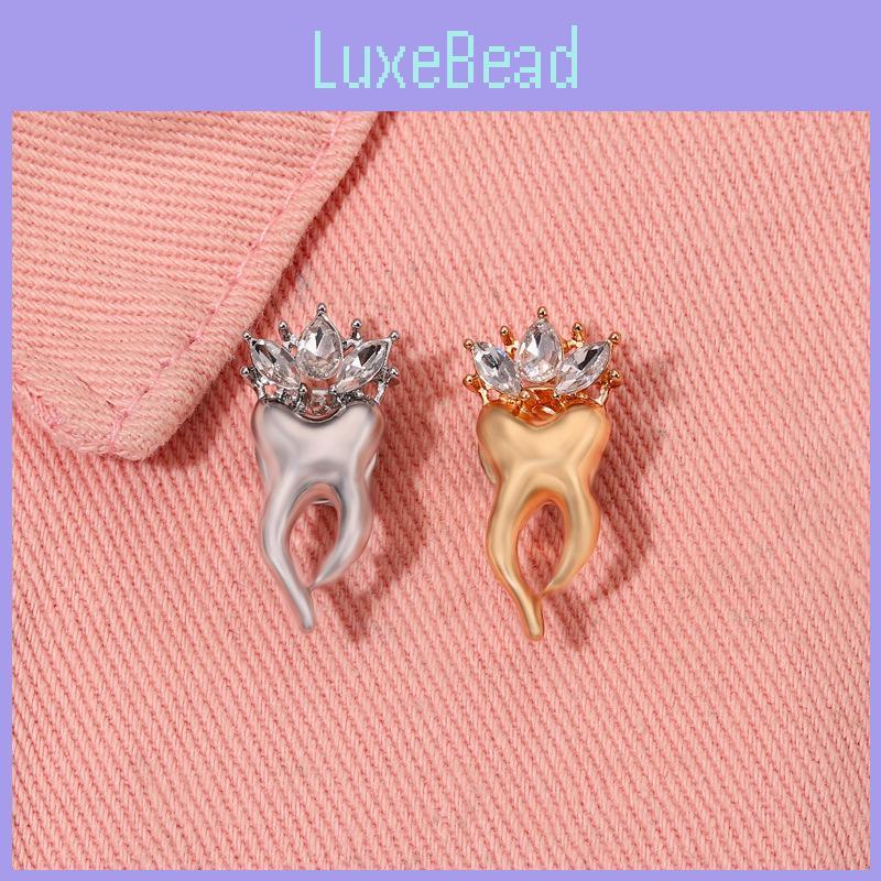 Unique Crown Teeth Brooch Creative Alloy Pin With Sparkling Rhinestones For Fashionable Style