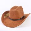 Beliebter europäischer und amerikanischer klassischer Wildleder Western Cowboyhut für Herren und Damen, großer Schirm, bestickt, Outdoor-Sonnenhut