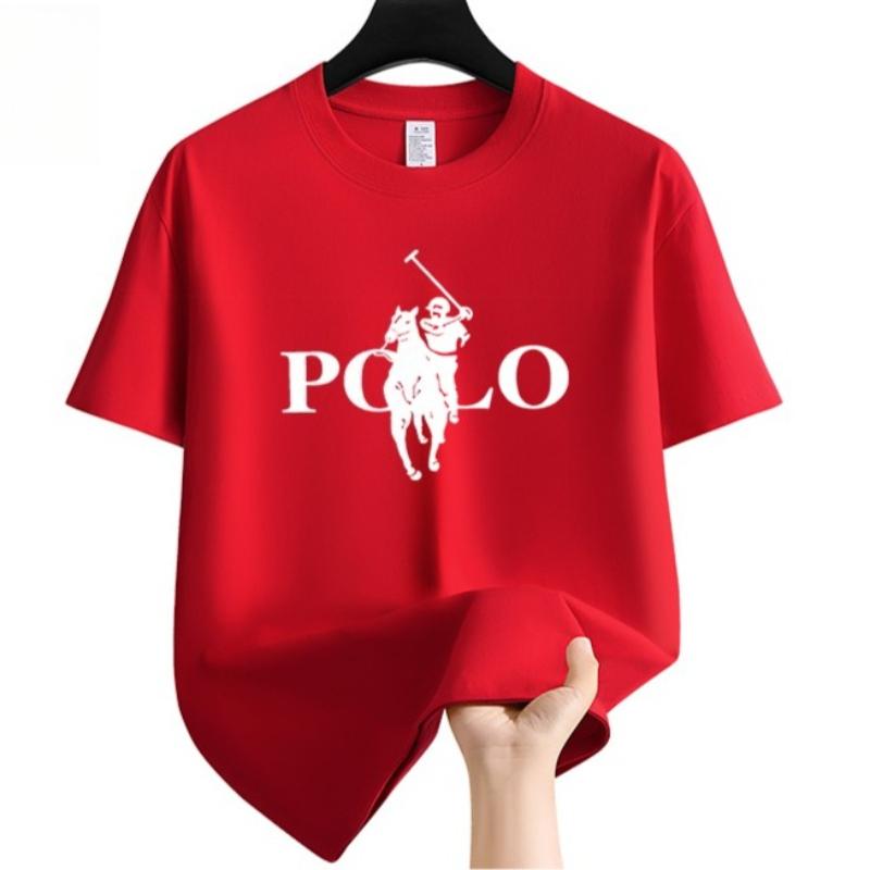HerSight Zomer Mode Herenkleding Business Casual Korte Mouw T-shirt Los Veelzijdig Ronde Hals Top Ademend Katoenen T-shirt S rood