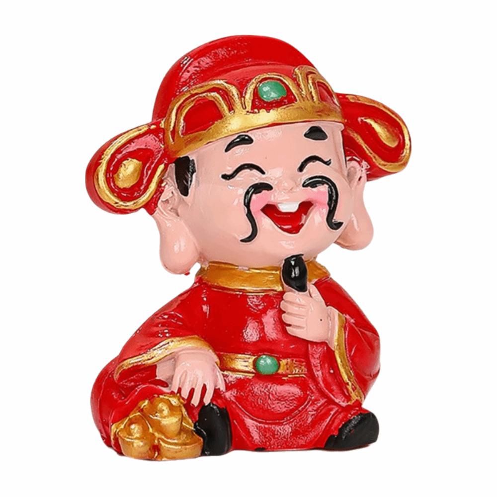 Rote Mini-Gott des Reichtums Figur Maskottchen-Stil Harzmaterial Harz-Maskottchen-Verzierungen Reichtums-Maskottchen Glücks-Accessoires