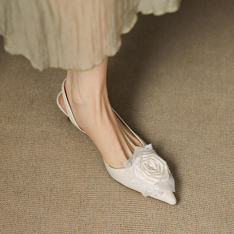 

New rear empty sandals summer women s medium heel bag head sandals comfortable beef tendon soft sole buckle leather sandals stiletto 40