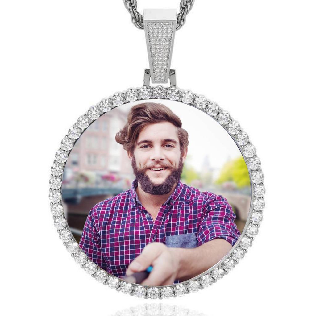 European-American Hip-Hop Photo Pendant: Copper & Zircon DIY Necklace.