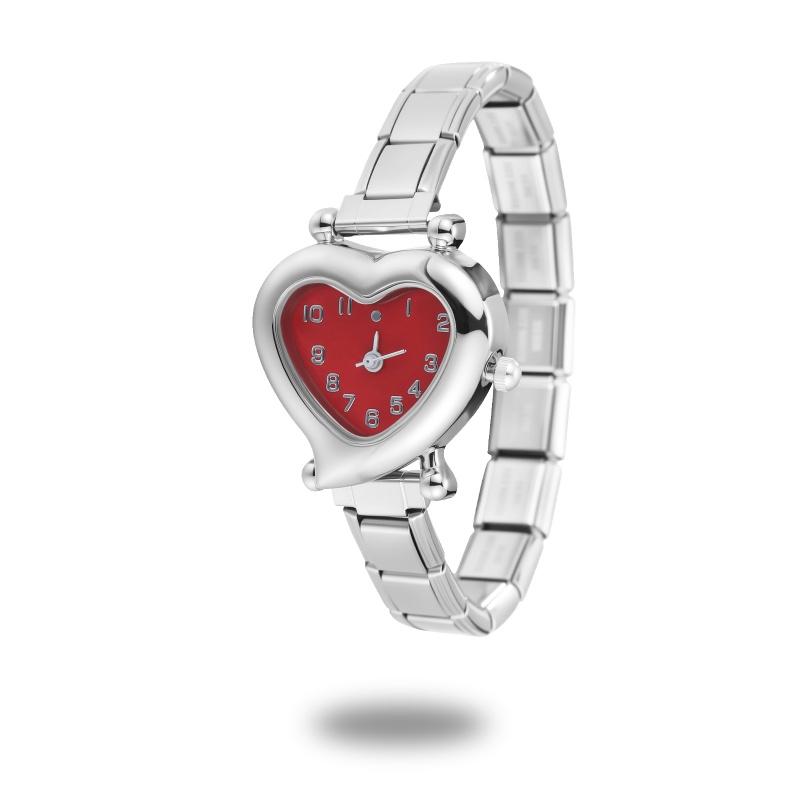 High Quality Fashion DIY 9MM Width Italian Elastic Charm Stainless Heart Shape Watch Bracelet Bangle for Friend Birthday Jewelry