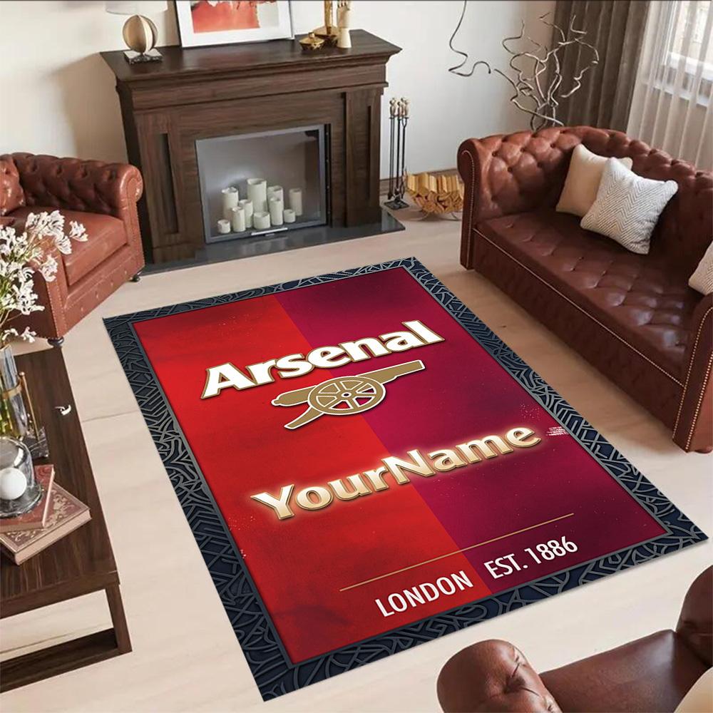 Arsenal Personalized Text Floor Rug Office Rug Perfect for Study room Dormitory Bedrooms Living Rooms Anti-slip Rug Office home decor
