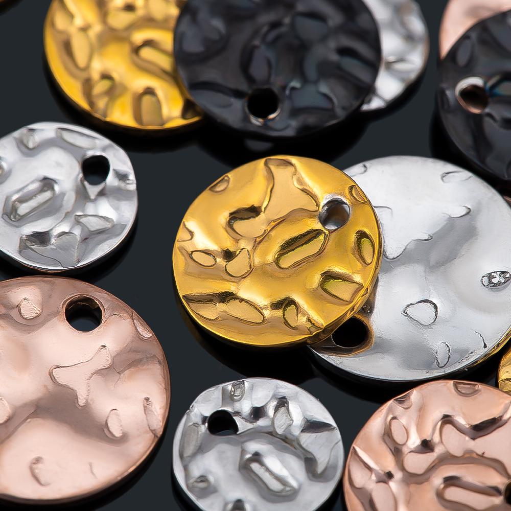 20pcs 8mm 10mm 12mm Stainless Steel Charms Round Blank Stamping Tag Pendants for DIY Bracelet Necklace Jewelry Making Materials