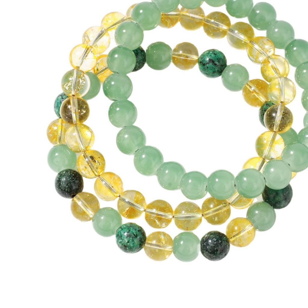 Festive Gifts Green Aventurine Golden Rutilated Quartz And Malachite Beaded Bracelet Set Natural Fashion Jewelry Daily Wear Simple Versatile Accessory