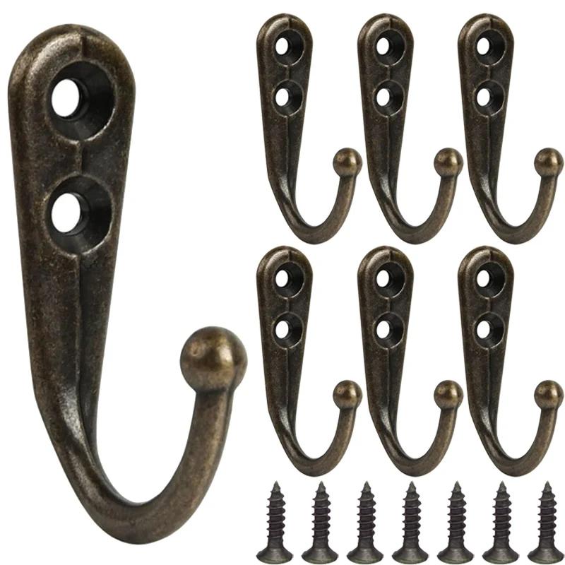1/20pcs Vintage Hooks Small Antique Wall Hanger Curved Buckle Horn Lock Clasp Hook For Wooden Jewelry Box Furniture Home Decor
