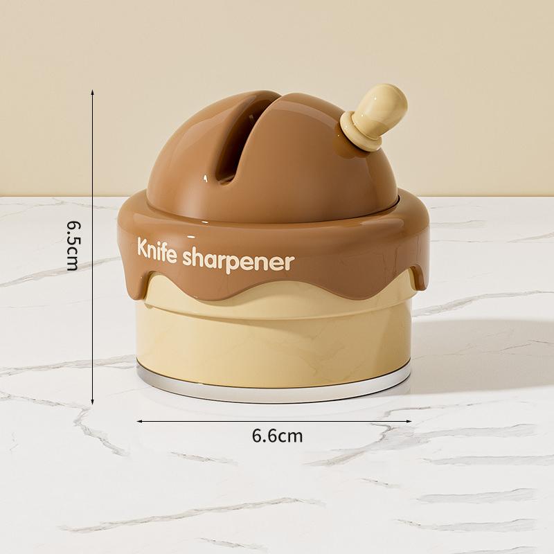 

Sharpener Cute Ice Cream Shape Knife Sharpening Tool with Suction Cup Special Knife Sharpener for Scissors and Kitchen Knives 6.6x6.5cm