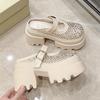 Fashion 10CM Synthetic Leather Slip On Slippers New 2025 Summer Platform Bling Sandals Woman ROME High Heels Casual Flip Flops Zapatos