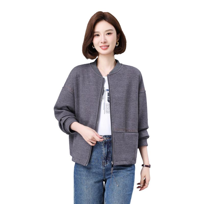 Middle-aged Women's Casual Baseball Jacket - 2025 Spring/Autumn New Style