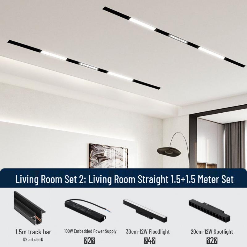 Recessed Magnetic Track Light: Concealed Linear Spotlight for Living Rooms, Bedrooms, Hallways & Household Surfaces