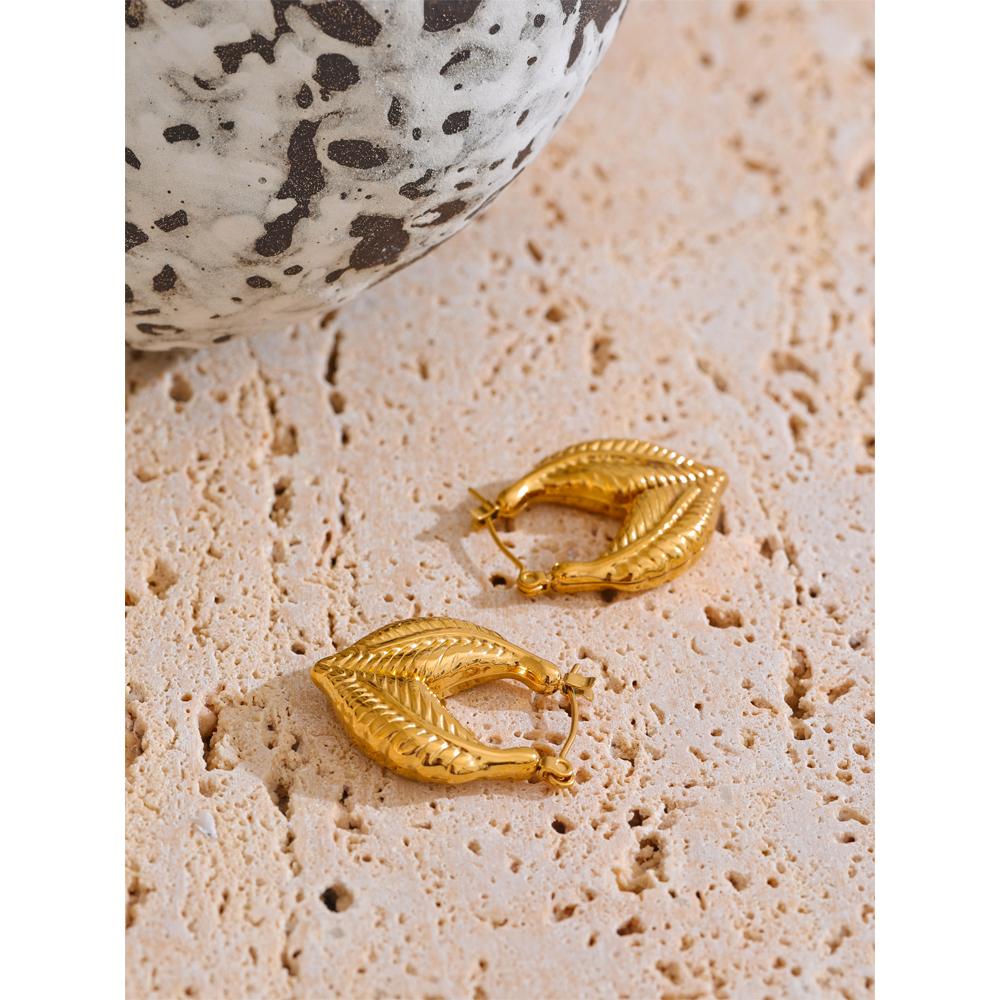 Yhpup New Metal Hollow Hoop Earrings Trendy Style Stainless Steel Jewelry for Women Waterproof