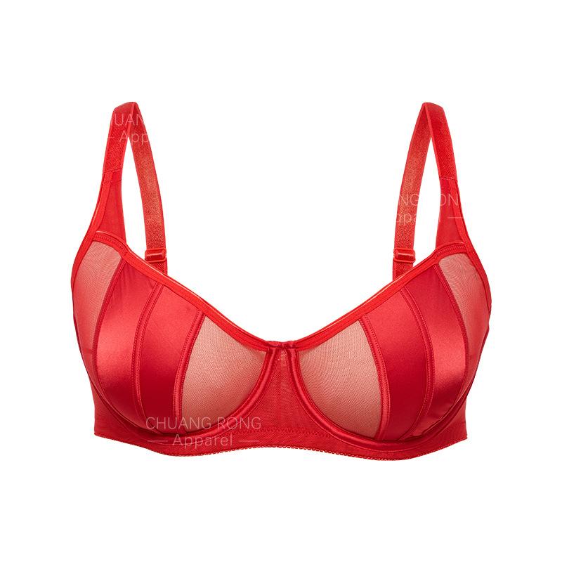 

Sexy large size with steel rim lace gather comfortable bra underwear fat mm big chest women s thin bra 38/85D ярко-красный