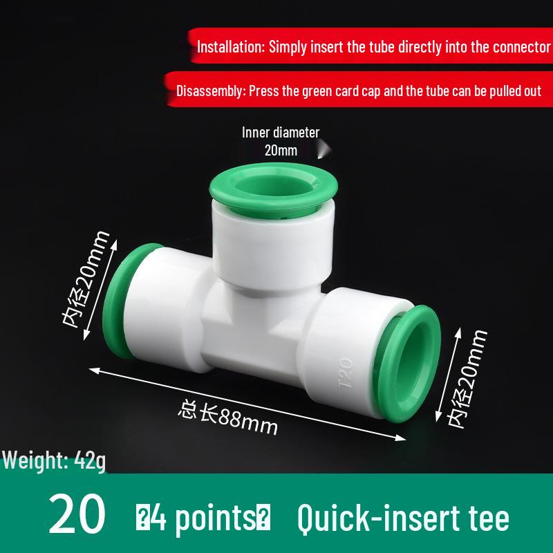 PPR Water Pipe Quick Connector, 4 & 6 Points, No-Melt, Direct Plug-In, 20/25 PE for Cold/Hot Water