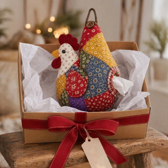 DIY Patchwork Tissue Box Cover Kit, Farm Animal Shape, Beginner-Friendly Sewing Material Set, Tissue Holder for Beginners Home Decor