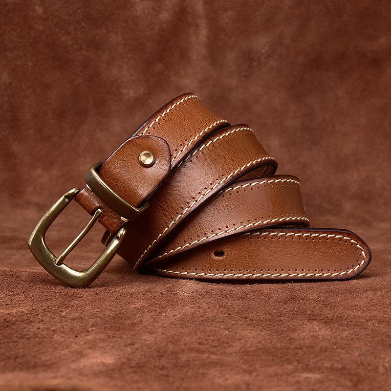 Pásek Pánská móda Trend Retro Snadné ladění První vrstva Hovězí kůže Kožená Spona Mládež Běžné džíny Pásek Pánské