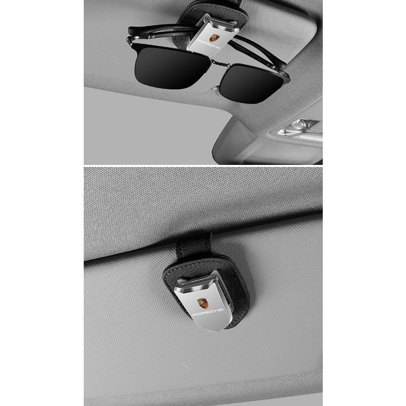 Porta Óculos de Sol para Quebra-Sol de Carro Clipe para Óculos Porta Cartão Suporte para Bilhetes Para Porsche Boxster Cayenne Panamera Macan Cayman 911 918 996 917 991