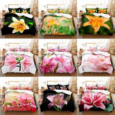 Lily Bettbezug Set für Einzel-Doppelbett Rosa Blume Bettdeckenbezug King Size Bettwäsche Set 2 Teile 3 Teile Mit Kissenbezug Full Twin Neu