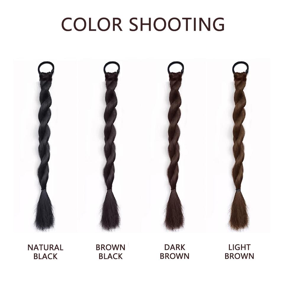 Synthetische Perücke, Pferdeschwanz, gedrehter Zopf, Perücke aus geflochtenem Haar, Perücke mit doppeltem Pferdeschwanz, geeignet für den täglichen Gebrauch.