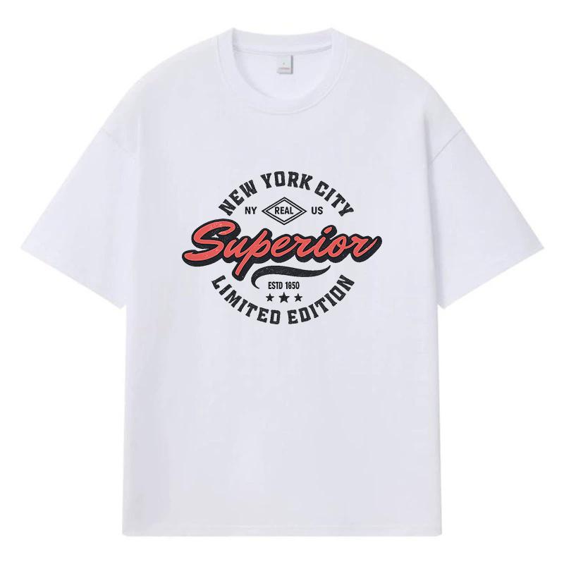 2026 New York City Printed Graphic Y2k Harajuku Streetwear 100% Cotton T Shirt Casual Oversized Summer Men T-shirt