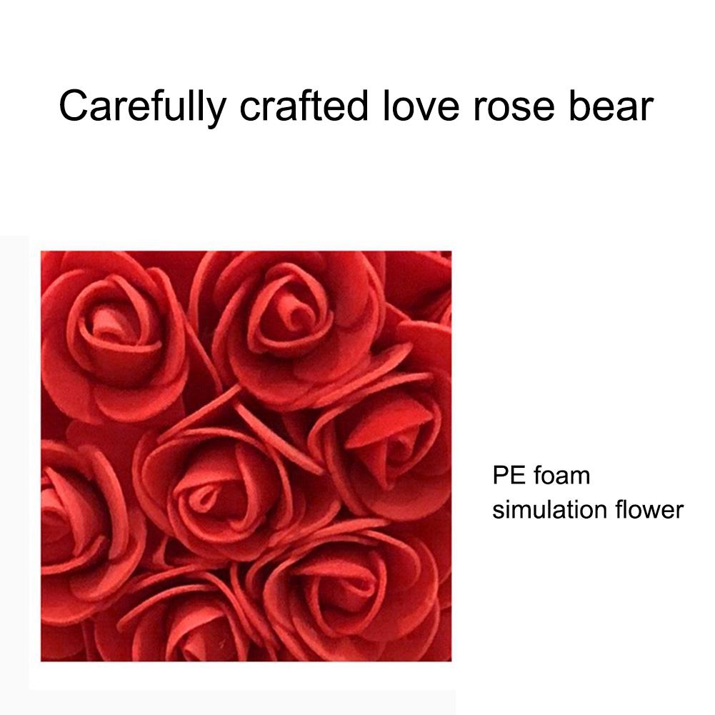 Rose Flower Bear Artificial Rose Flower Hugging Bear for Valentines Day Wedding Mothers Day