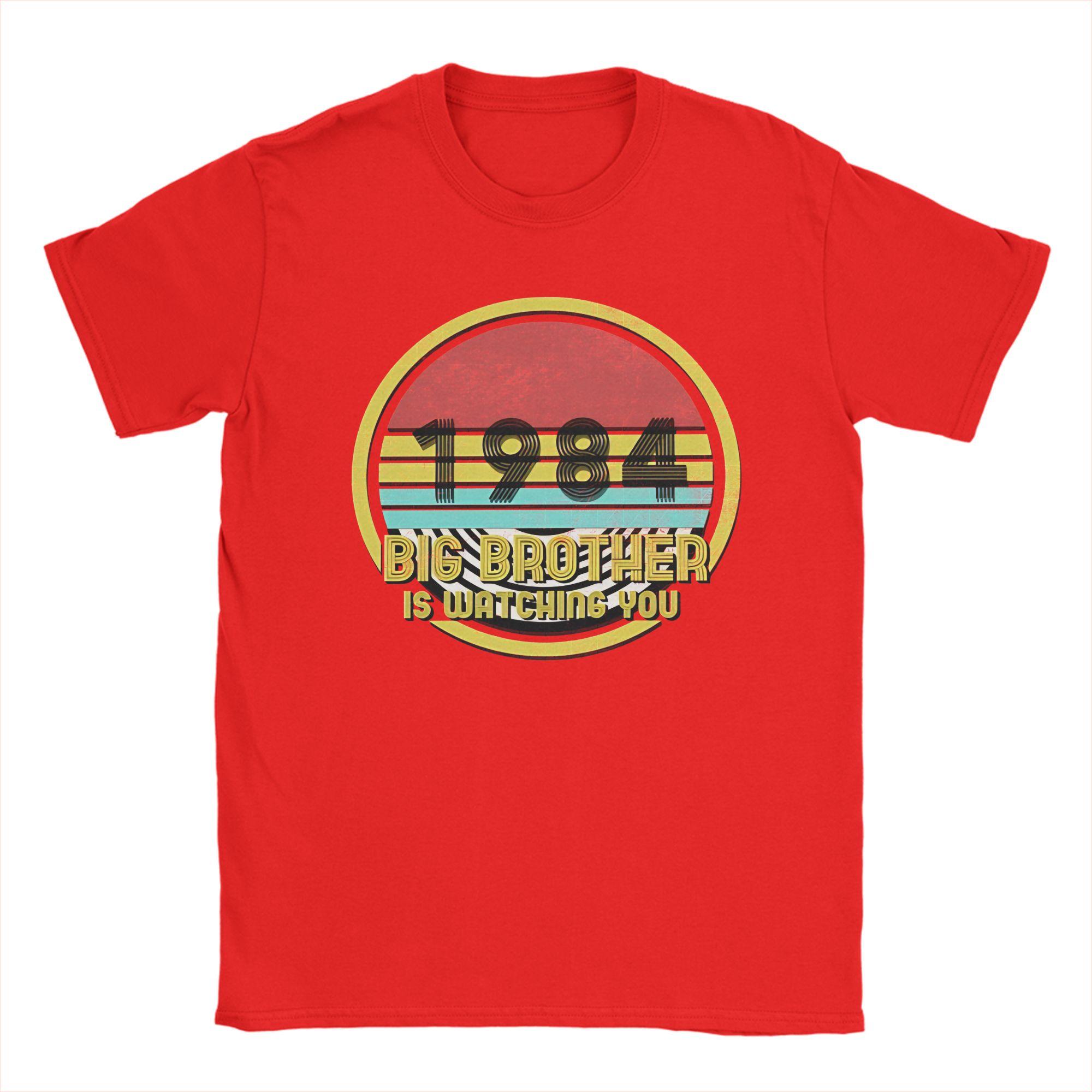 1984 Big Bro is watching T Shirt Summer  Cotton TShirts For Men Hip Hop Pattern Tshirt Short Sleeves Y2K Fun Tees S