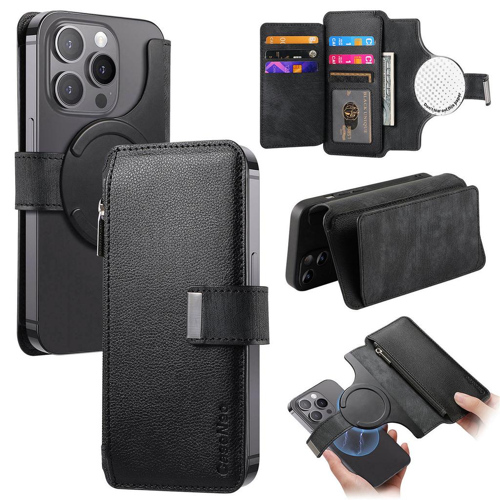 CASENEO MW-02S Magnetic Detachable Leather Phone Cover for 6.1 inch Phone RFID Blocking Wallet Stand