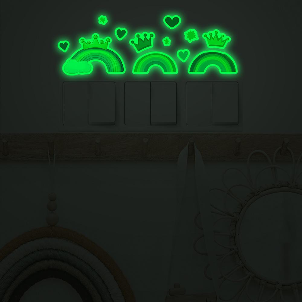 Cartoon Rainbow Crown Love Bedroom Living Room Entrance Switch Paste Home Beautification Wall Paste