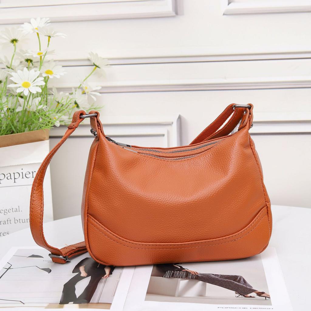 Damen Umhängetasche aus Rindsleder mit großem Fassungsvermögen, modisch, schlicht, praktisch und großzügig, Tasche aus weichem Leder