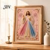 3D Pearl Texture Art Mary Painting Kit, Divine Mercy Jesus Holy Religious Beginner Kit Faux DIY Craft Set for Adults Beginners Christian Wall Decor