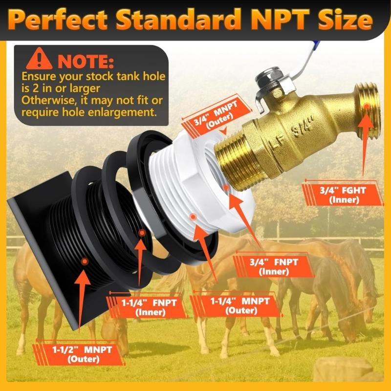 Corrosion Resistant Stock Tank Drain Plug Kit Outdoor Garden Faucet Valves Stock Tank Drain Plug Easy To Install