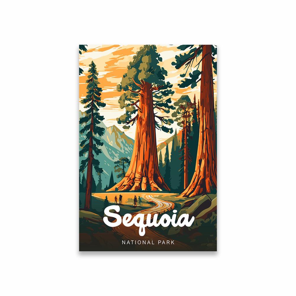 Sequoia National Park Poster Vintage Style Travel Poster California USA Art Print Redwood National Park Canvas Painting Decor 21X30CMNo Framed