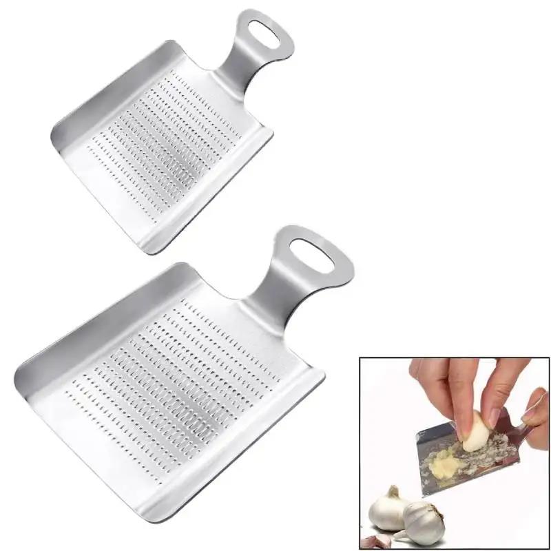 2pcs Ginger Grater Stainless Steel Wasabi Grater Shovel Garlic Press Crushed Kitchen Mincer for Fruits Vegetables Sushi Sashimi 3