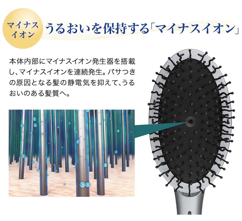 Phiten YUKO Daily Care LED Hair Brush [Hair Stylist Supervised] [Negative Ions] [LED] [Vibration Function]