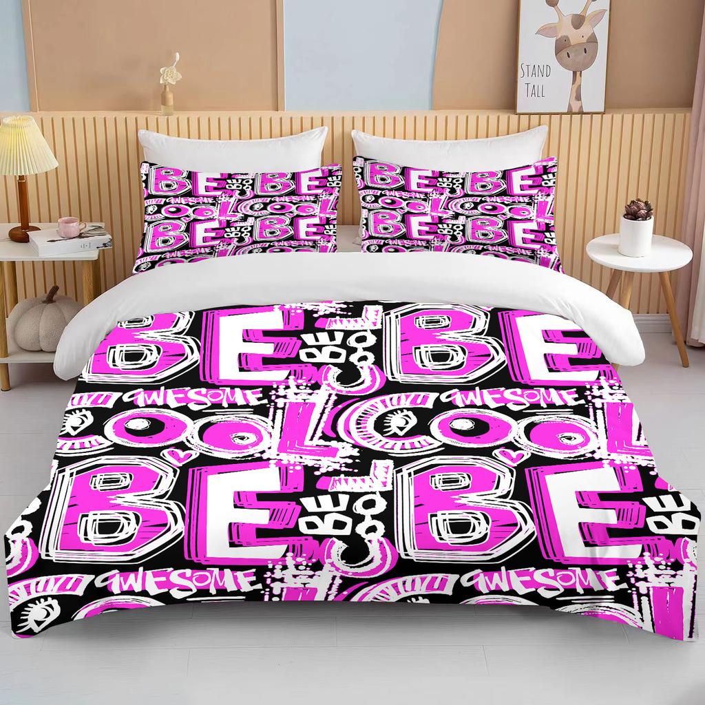 10 Sizes Fine Graffiti Pattern Bedding 3 Piece Set King Size Double Bed Bedding Set Microfiber or Polyester Duvet Cover Set