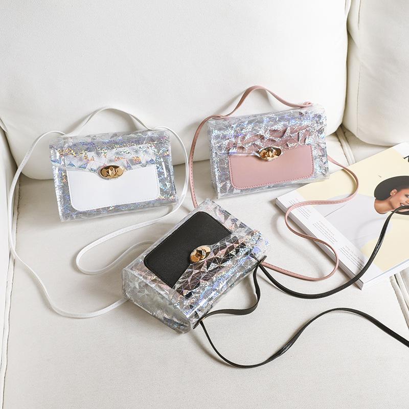 Guangzhou Women's Bag Summer Contrasting Color Floral Transparent Lock Mobile Phone Bag Single Shoulder Oblique Span Portable Small Square Bag