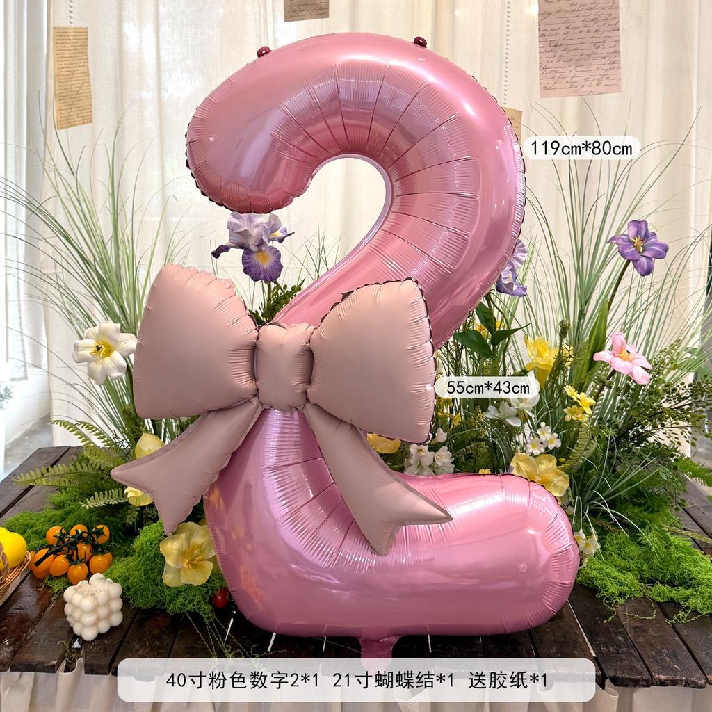 1pc Large Pink Number-Shaped Foil Balloons for Birthday Party Anniversary Festival Banquet Celebration Atmosphere and Decorative