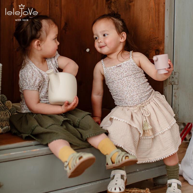 LELE JOVE Baby Girl's Tencel Jacquard Sleeveless Vest Top